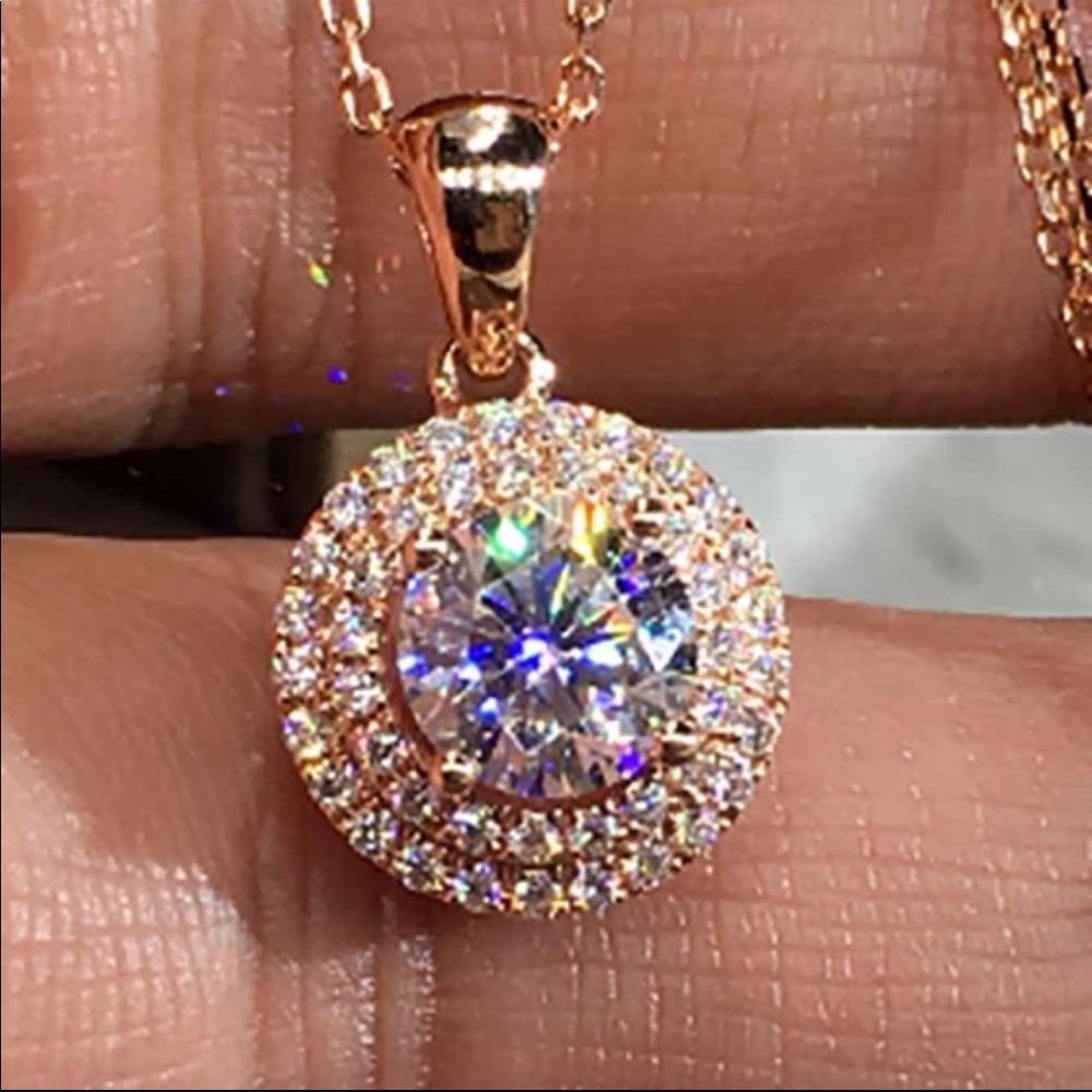 New Women’s Rose Gold Diamond lady Necklace